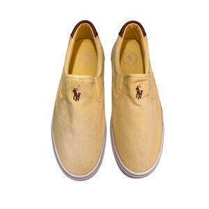 Polo Ralph Lauren Thompson Yellow Washed Twill Slip-On Shoes Sneakers Mens 11.5D